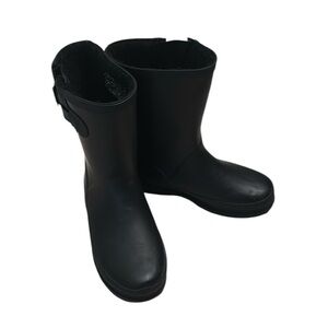 Kids Black Fleece Lined Rainboots, size 2